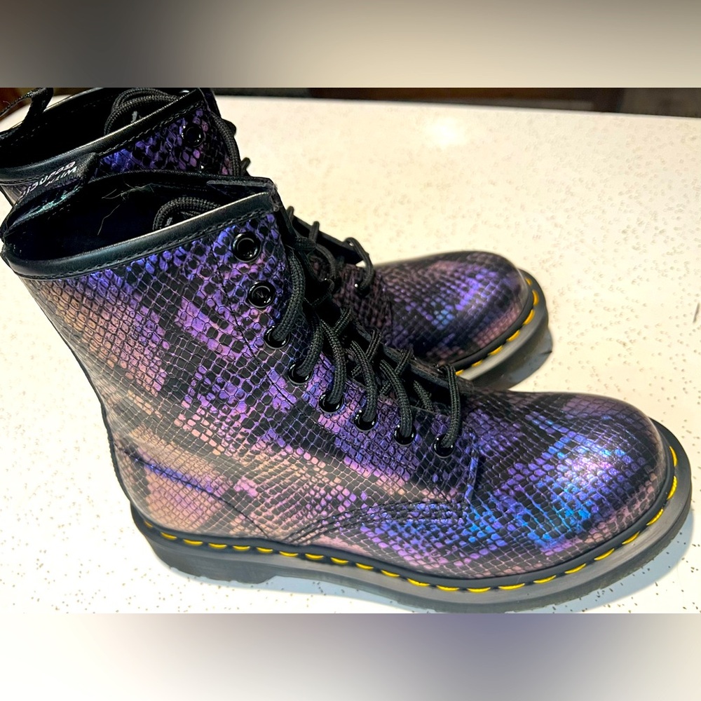 Sparkle blue and black dragon skin Dr. Martens size 7 narrow